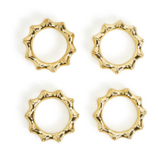 S/4 Golden Bamboo Napkin Rings