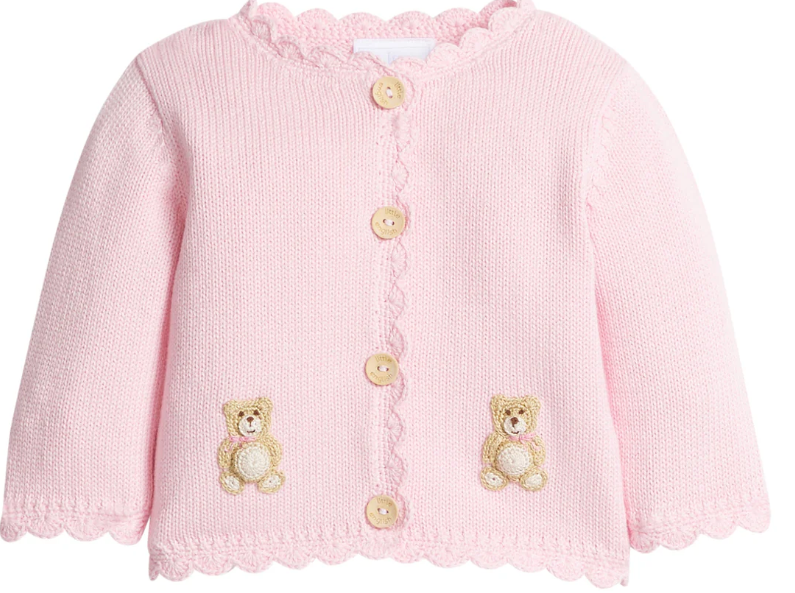 Crochet Cardigan - Pink Teddy Bear