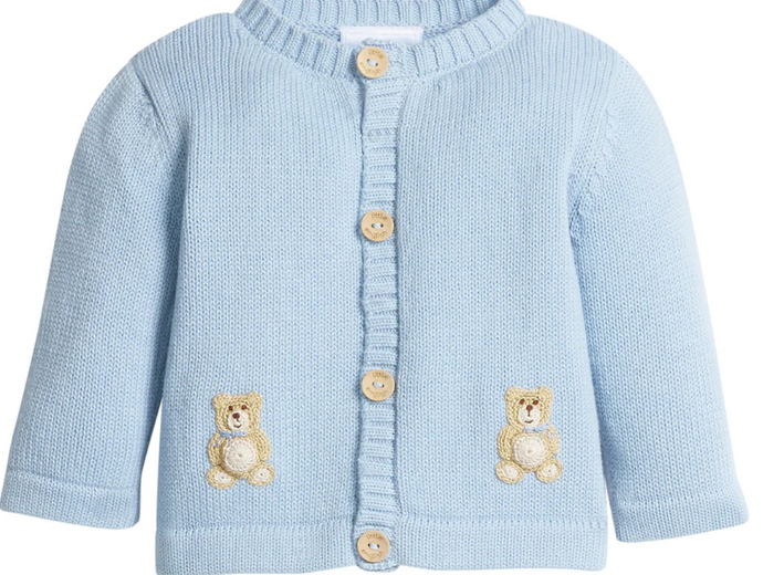 Crochet Cardigan - Blue Teddy Bear