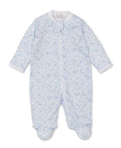 Baseball Footie w/Zip Lt Bl