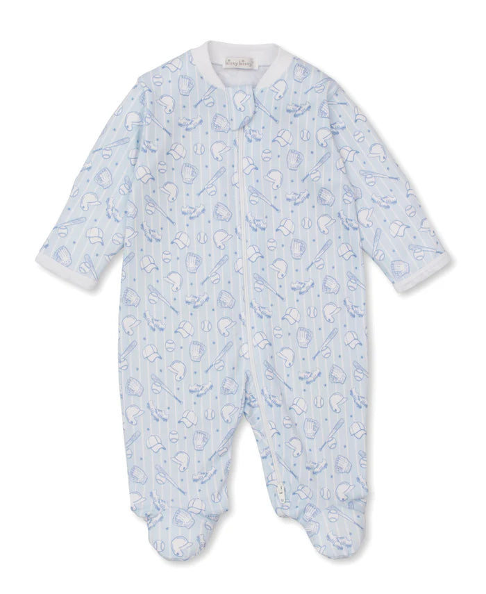 Baseball Footie w/Zip Lt Bl