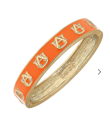 Auburn Tigers Enamel Logo Hinge Bangle in Orange