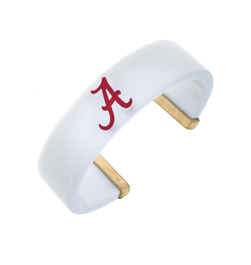 Alabama Crimson Tide Resin Cuff Bracelet in White