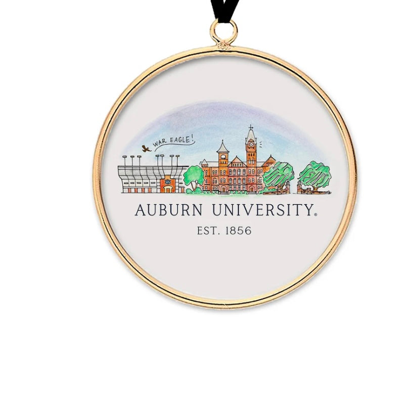 Auburn Skyline Brass & Glass Ornament