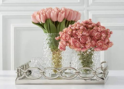 Diamond Cut Clear Glass Vase