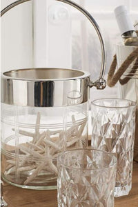 12.25 Inch Etched Glass Ice Bucket