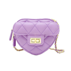 Quilted Heart Crossbody Bag Purple