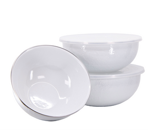 Set of 3 Mixing Bowls, Solid White