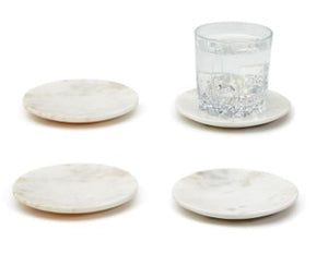 S/4 White Marble Coasters