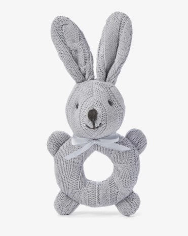 Bunny Cable-Knit Rattle Ring