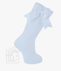 Cotton Knee Socks With Double Bow