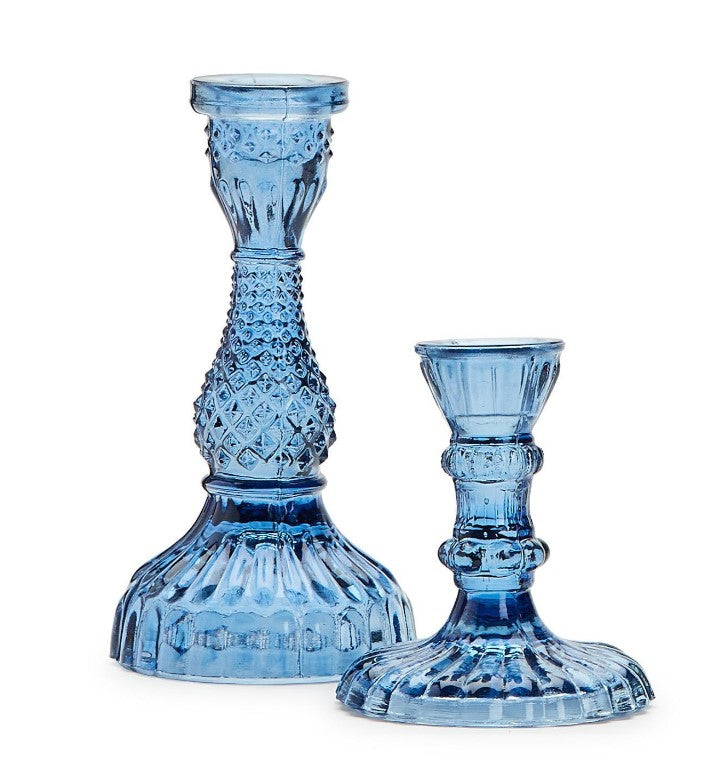 Casa Verde Indigo Glass Candlestick