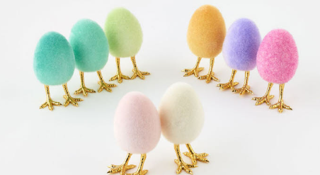Flocked Egg with Gold Feet